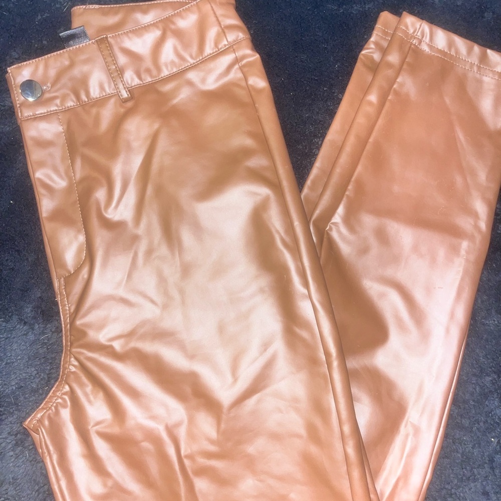 Shein Faux Leather Brown Pants